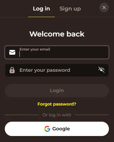 Roulettino casino login panel for returning players.